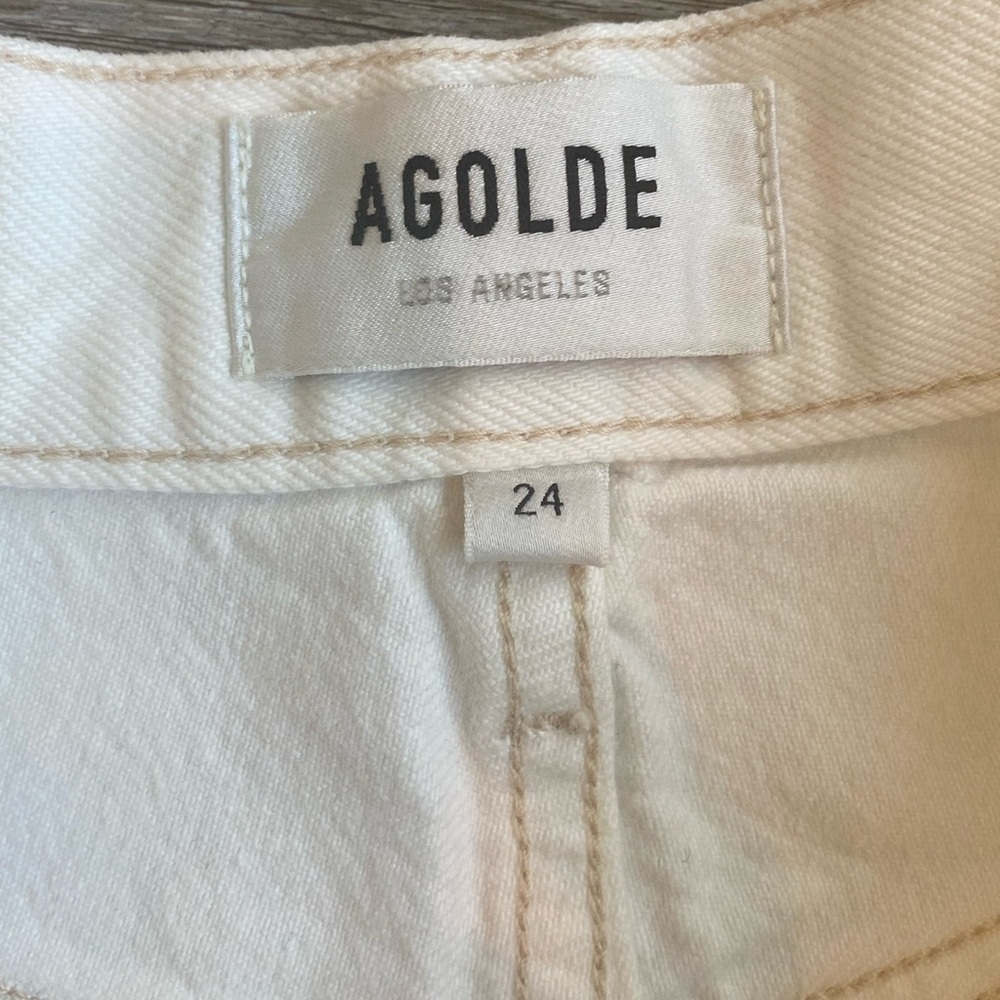 Agolde Riley Jean High Rise Distressed White Size 24 - Picture 10 of 13